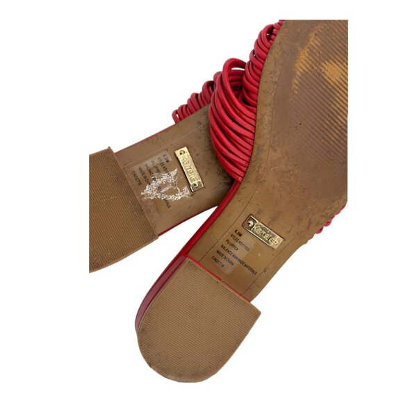 Kensie Kylee Red Braided Knot Slide Sandals Size 6.5 - Picture 6 of 6